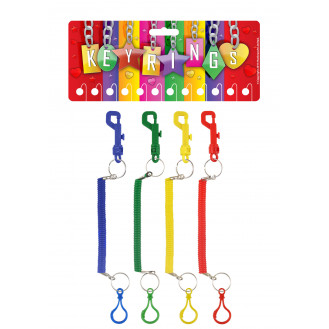 Stretchy Spiral Multipurpose Keychains with Clip (4 Assorted Colours)
