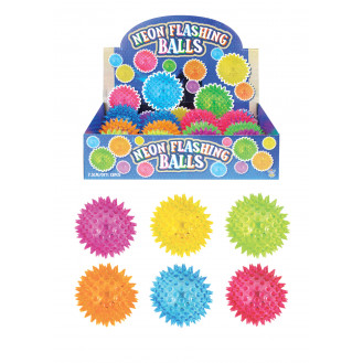 Neon Flashing Spiky Balls (7.5cm) 6 Assorted Colours